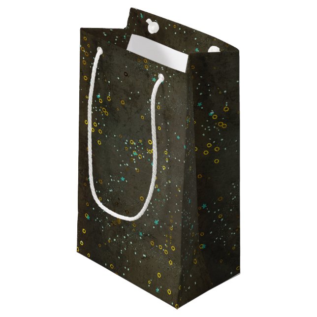 Chalkboard Gold Silver Stars Constellation Sky Small Gift Bag (Front Angled)