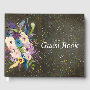 Chalkboard Gold Silver Stars Constellation Wedding Guest Book