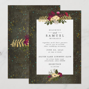 Chalkboard Gold Silver Stars Constellation Wedding Invitation