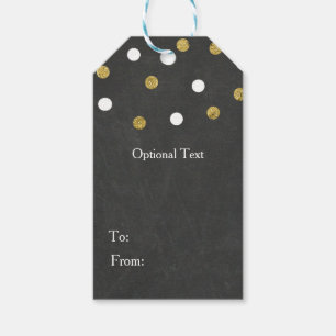 Chalkboard Gold & White Confetti Celebration Party Gift Tags
