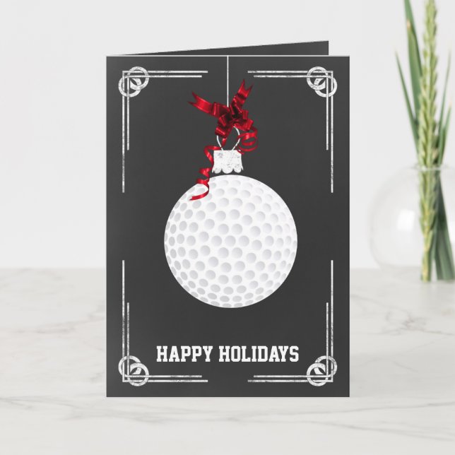 chalkboard golfer Christmas Cards (Front)