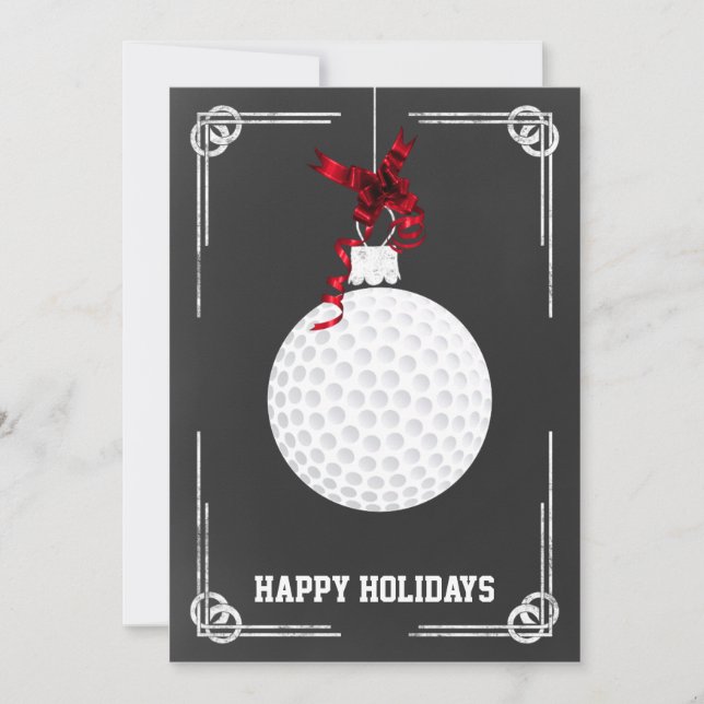 chalkboard golfer Christmas Cards (Front)