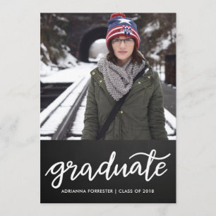 Chalkboard Graduate Handwritten Photo Invitation