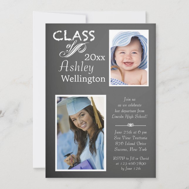 Chalkboard Graduate Photo Invitation (Front)