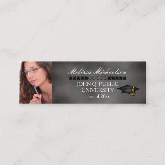 Chalkboard Graduation Class Photo Insert Name Card (Front)