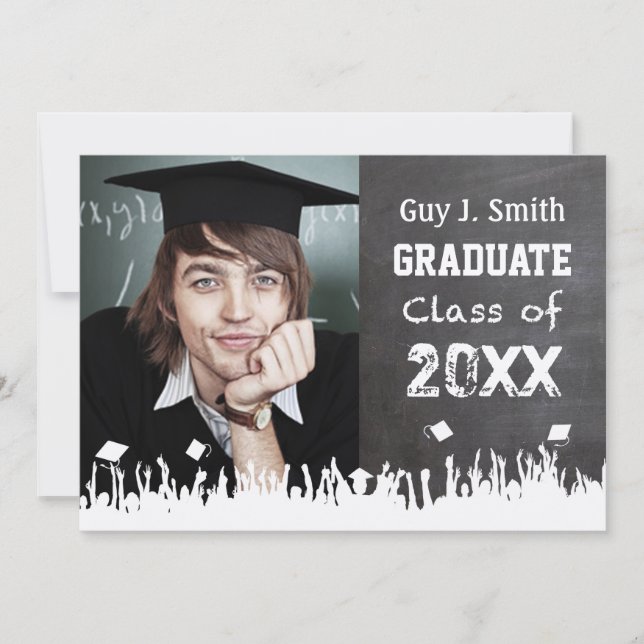 Chalkboard Graduation Invitation Your Photo (Front)