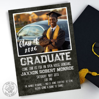 Chalkboard Graduation Photo Magnetic Invitation