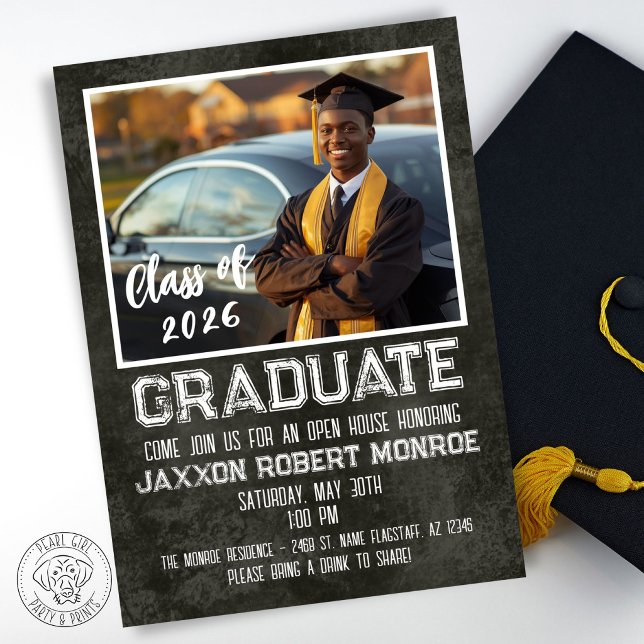 Chalkboard Graduation Photo Magnetic Invitation (Creator Uploaded)
