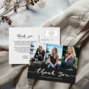 Chalkboard Graduation Thank You Script Photo Postcard