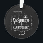 Chalkboard Gratitude is Everything Note to Self Ornament<br><div class="desc">Sometimes we just need a reminder to be grateful. This Gratitude is Everything "Note to Self" design does exactly that, and it does it in pretty cool style! We've made the chalkboard background black, but also made it customisable, so you can have an orange or blue or even traditional green...</div>