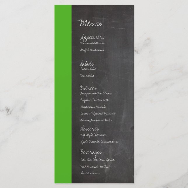 Chalkboard Green Wedding Menu (Front)