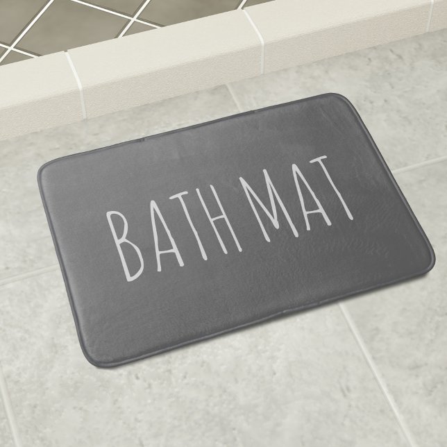 Chalkboard Grey and White Custom Text Bath Mat (It's a bath mat. No more - no less. Add your own text or keep it as is. Check out the collection)