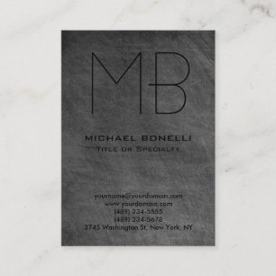 Chalkboard grey monogram chubby business card