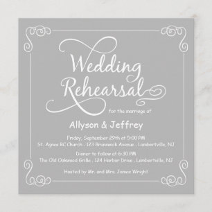 Chalkboard Grey Wedding Rehearsal Invitation