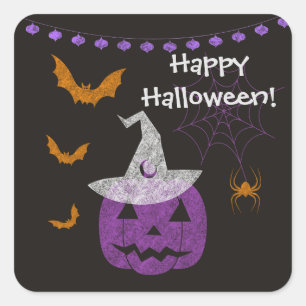 Chalkboard Halloween Square Stickers