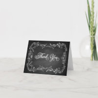 Chalkboard hand drawn foliage Thank You Note Card
