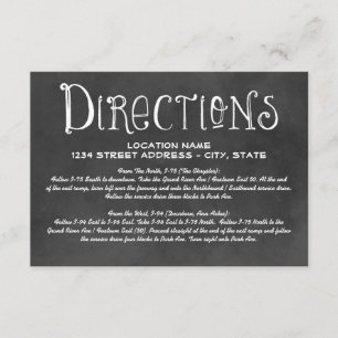 Chalkboard Hand Lettered Wedding Directions Enclosure Card