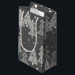 Chalkboard Handdrawn Christmas Trees Snowing Small Gift Bag<br><div class="desc">This year you can coordinate your Christmas gifts for family, close friends, or acquaintances. This artist-designed Christmas pattern is perfect to use for a Christmas party at home, but can also be used for a school or corporate holiday party. The design includes drawings of Christmas trees and falling snow in...</div>