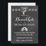Chalkboard Hanukkah Invitation<br><div class="desc">This design features a classic chalkboard design with a menorah,  driedels,  and Star of Davids.</div>