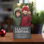 Chalkboard - Happy Everything One Vertical Photo Holiday Card<br><div class="desc">Happy Everything! A trendy and whimsical Merry Christmas Greeting with a vertical picture. Can be used for the December holiday or really any celebration. Photo Credit: Photography © Storytree Studios,  Stanford,  CA</div>