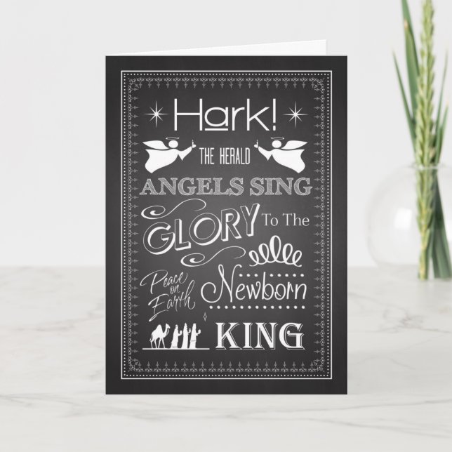 Chalkboard Hark The Herald Angels Sing Card (Front)