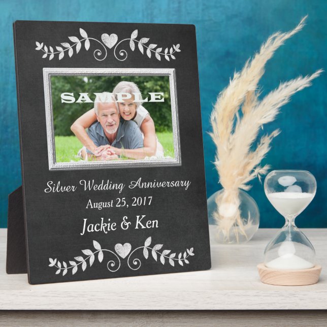 Chalkboard Heart Silver Anniversary Keepsake Plaque (Side)