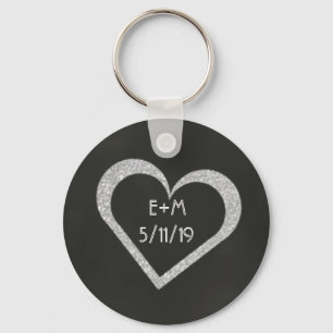 Chalkboard Heart Wedding Favour Keychain