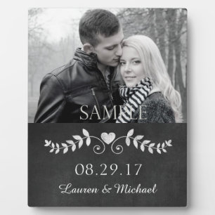 Chalkboard Heart Wedding Photo Keepsake Plaque