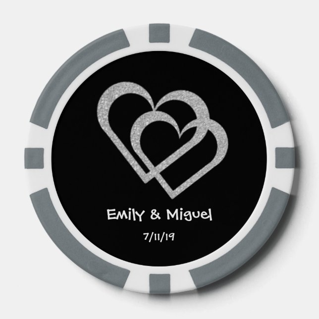 Chalkboard Heart Wedding Poker Chips Favour (Front)