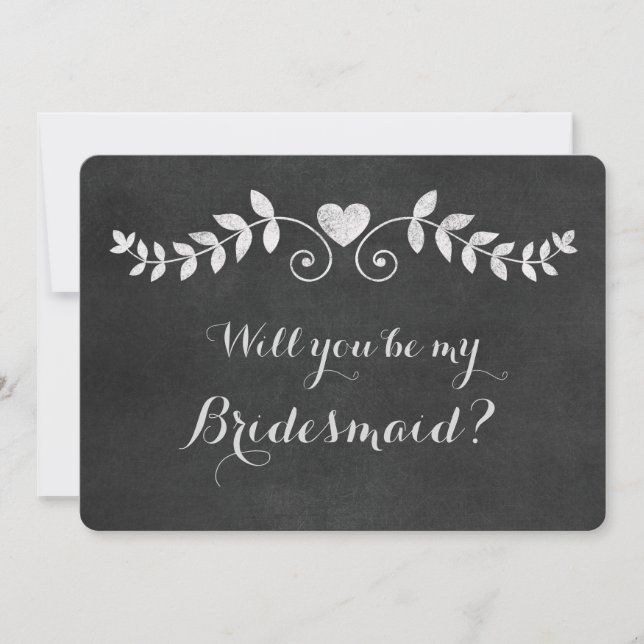 Chalkboard Heart Will You Be My Bridesmaid Card (Front)