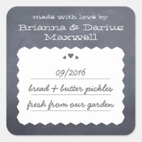 Chalkboard Hearts Food Gift Label Square Sticker