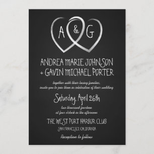 Chalkboard Hearts Monogram Wedding invitation