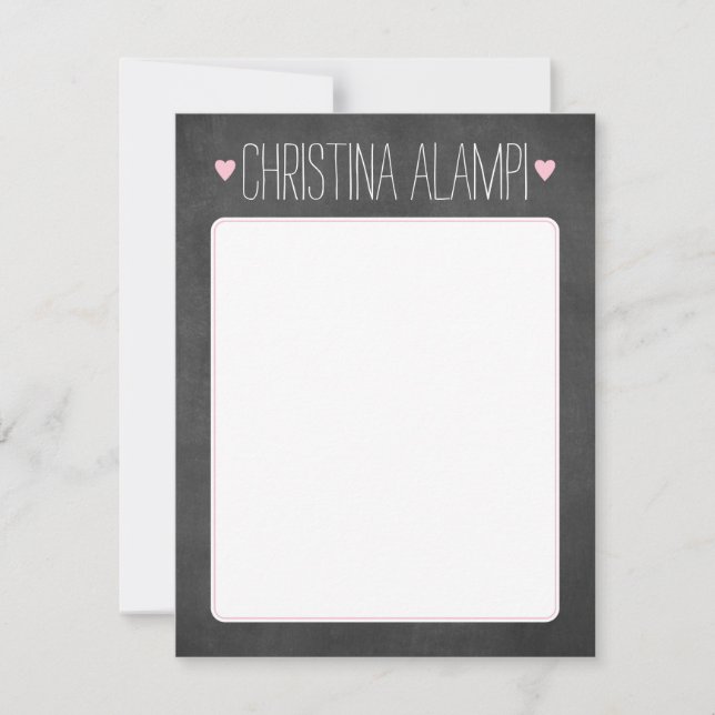 Chalkboard Hearts Personalised Stationery Invitation (Front)