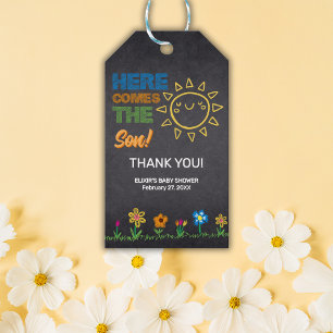 Chalkboard Here Comes The Son Baby Shower Gift Tags