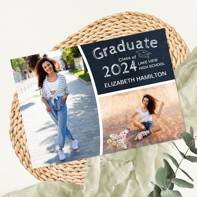 Chalkboard High School Photo Grad Announcement (Creator Uploaded)