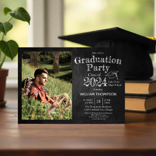 Chalkboard High School Photo Graduation Party Invitation