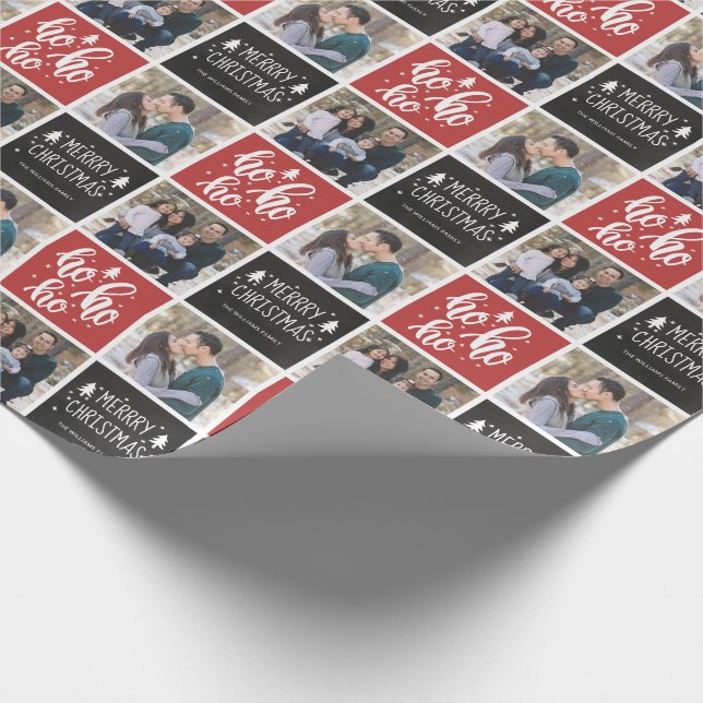 Chalkboard Ho Ho Ho Merry Christmas 2 Photo  Wrapping Paper (Corner)