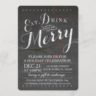 Chalkboard Holiday Christmas Party Invitation