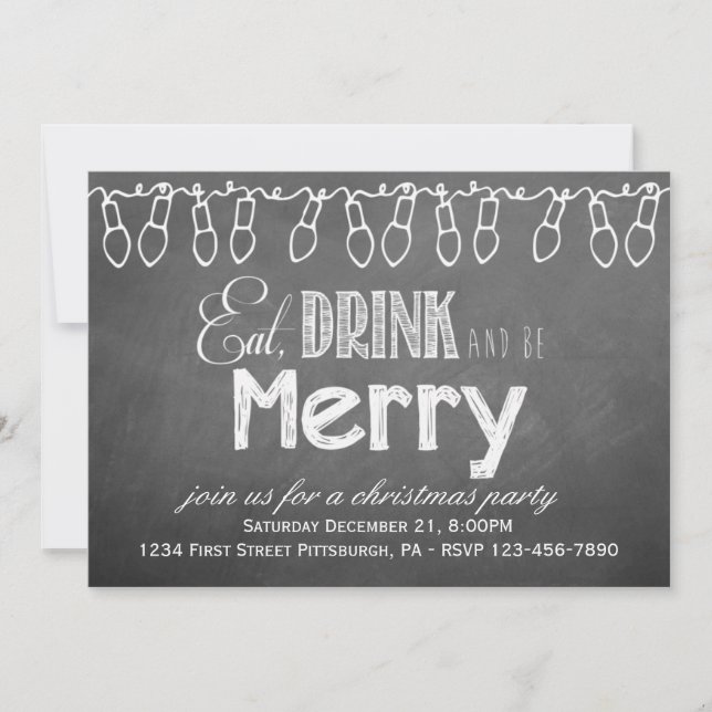 Chalkboard Holiday Party Invitation (Front)