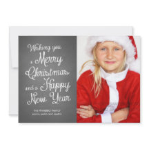 Chalkboard Holiday Photo Christmas Wishes Coral