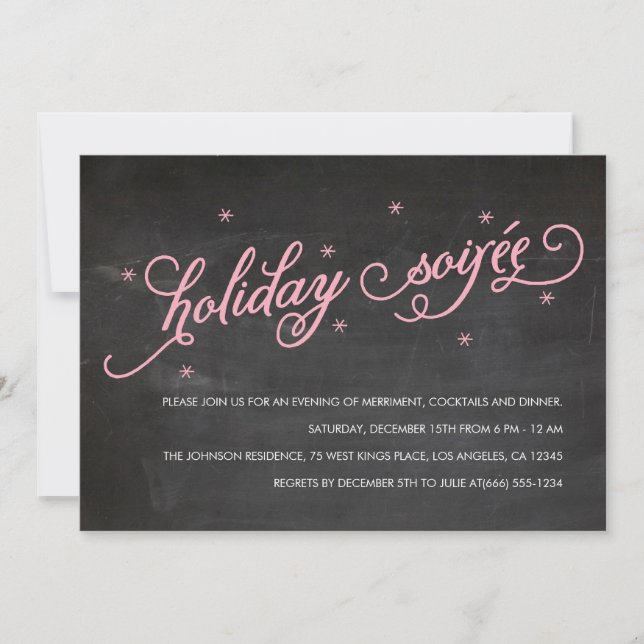 Chalkboard Holiday Soirée Christmas Party Invite (Front)