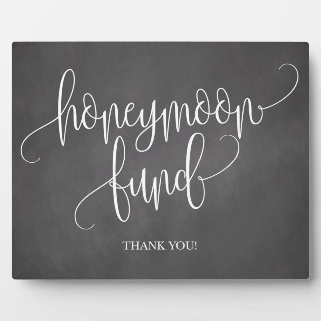 Chalkboard Honeymoon Fund Wedding Sign Plaque (Front)