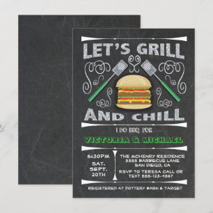 Chalkboard I Do barbecue BBQ engagement party Invitation