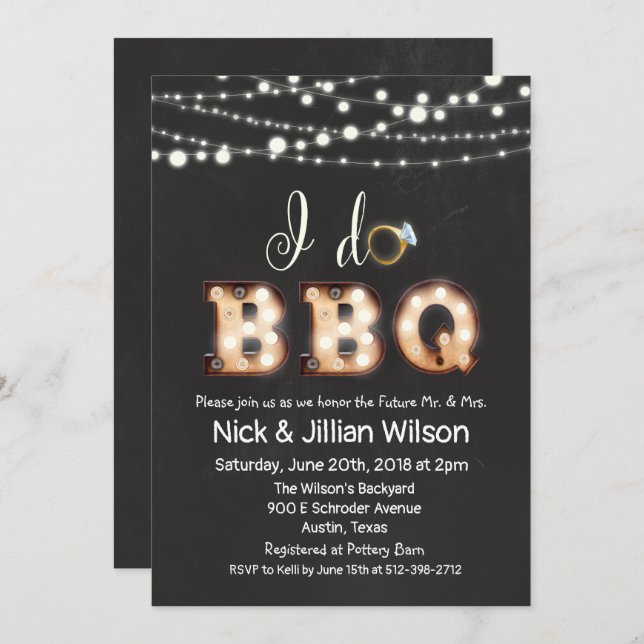 Chalkboard I DO BBQ Couples Shower Invitation (Front/Back)