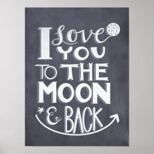 Chalkboard I Love You To The Moon And Back Poster
