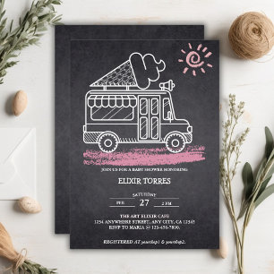 Chalkboard Ice Cream Truck Baby Shower Invitation