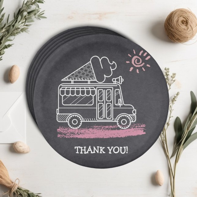 Chalkboard Ice Cream Truck Baby Shower Paper Plate (Creator Uploaded)