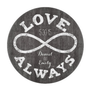 Chalkboard Infinity Love Wedding Date and Names Cutting Board