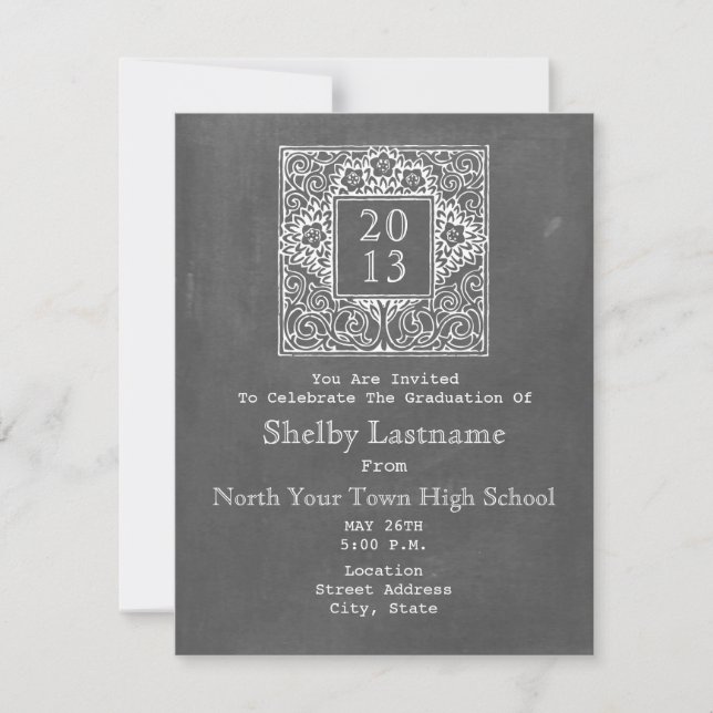 Chalkboard Inspired 2013 Graduation Invite (Front)