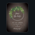 Chalkboard Inspired Botanical Save The Date Magnet<br><div class="desc">A wedding save the date magnet featuring a botanical design with a chalkboard inspired background.</div>